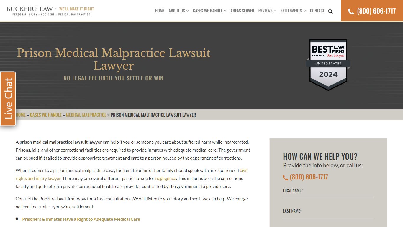 Prison Medical Malpractice Lawsuit Lawyer | Inmate Cases | Corizon Claim