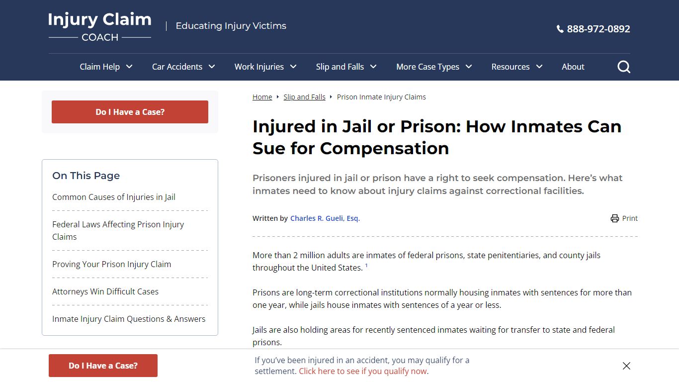 Injured in Jail or Prison: How Inmates Can Sue for Compensation