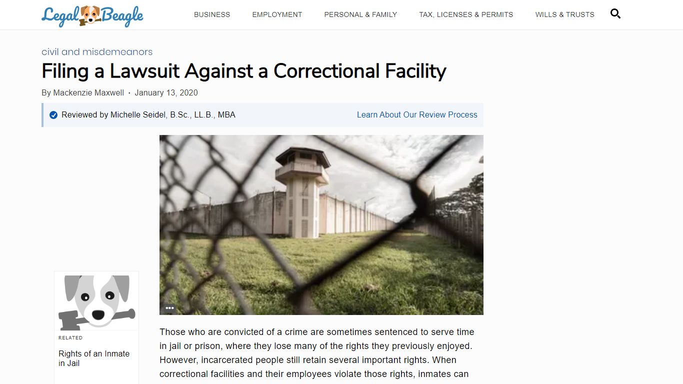 Filing a Lawsuit Against a Correctional Facility | Legal Beagle