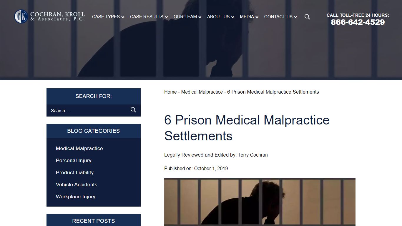 6 Prison Medical Malpractice Settlement - Cochran, Kroll & Associates, P.C